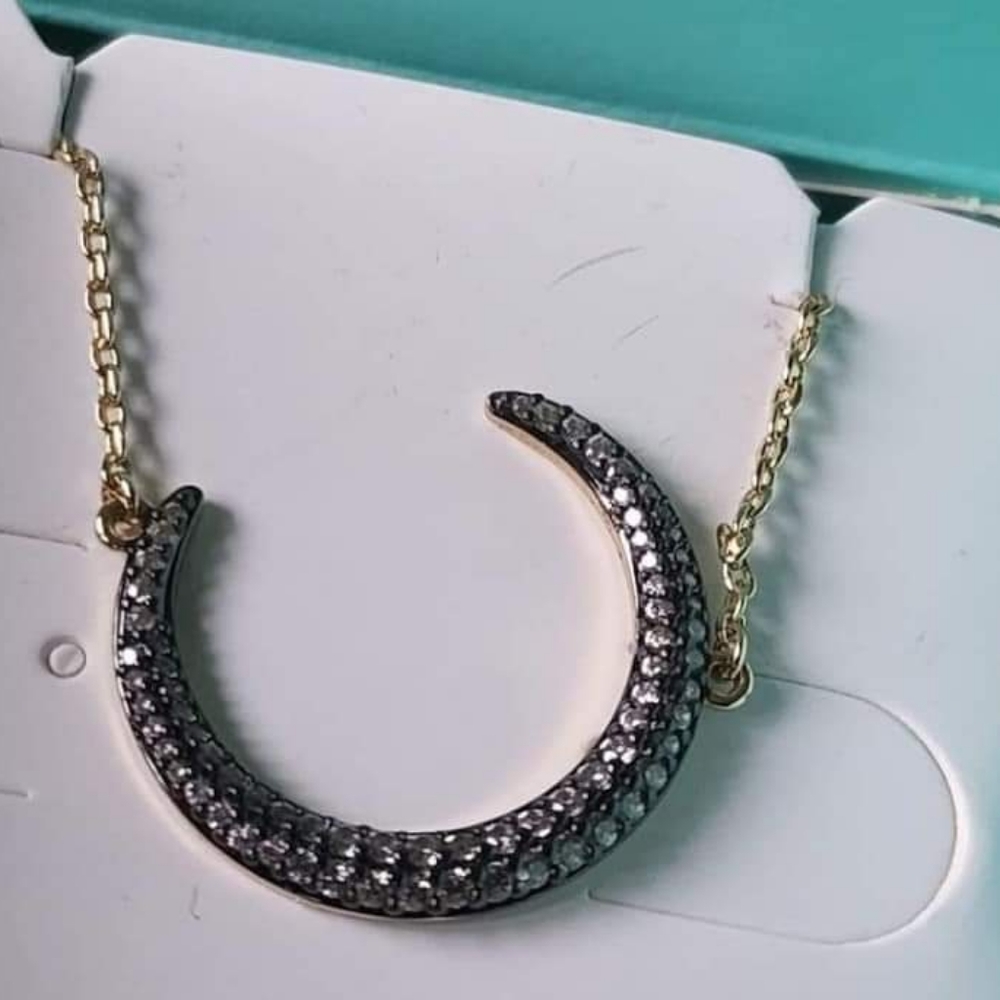 Origami owl half moon necklace with stones new